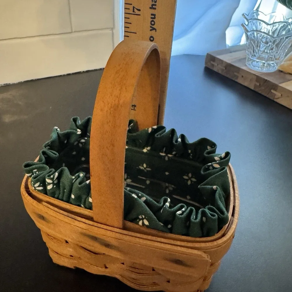 Longaberger Horizon‎ of Hope Basket Set 1st Heritage Green Liner 7x5.5x3.5 Mini